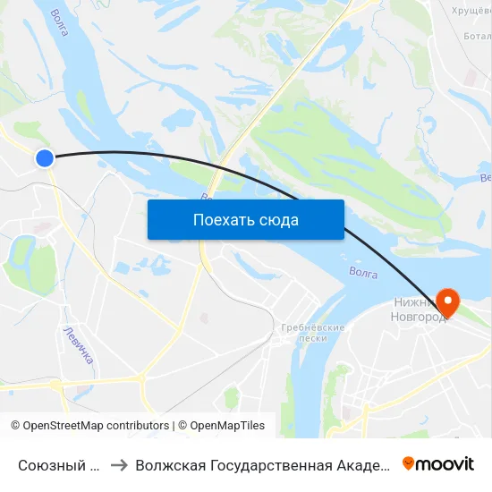 Союзный Переулок to Волжская Государственная Академия Водного Транспорта map
