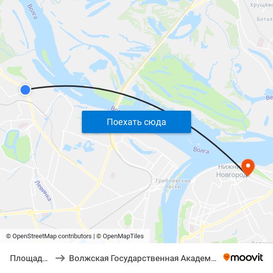 Площадь Славы to Волжская Государственная Академия Водного Транспорта map