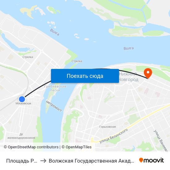 Площадь Революции to Волжская Государственная Академия Водного Транспорта map