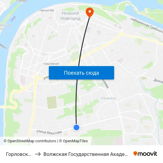 Горловская Улица to Волжская Государственная Академия Водного Транспорта map