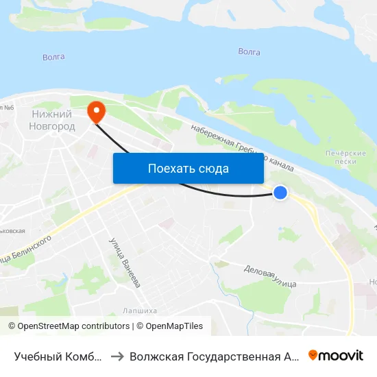 Учебный Комбинат Зао «Маяк» to Волжская Государственная Академия Водного Транспорта map