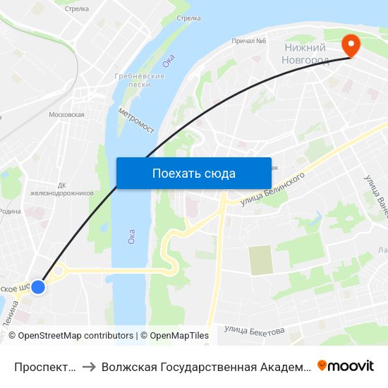 Проспект Ленина to Волжская Государственная Академия Водного Транспорта map
