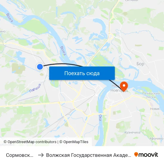 Сормовский Привоз to Волжская Государственная Академия Водного Транспорта map