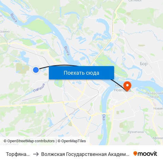 Торфяная Улица to Волжская Государственная Академия Водного Транспорта map