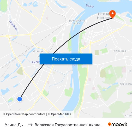 Улица Дьяконова to Волжская Государственная Академия Водного Транспорта map