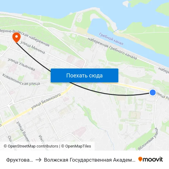 Фруктовая Улица to Волжская Государственная Академия Водного Транспорта map