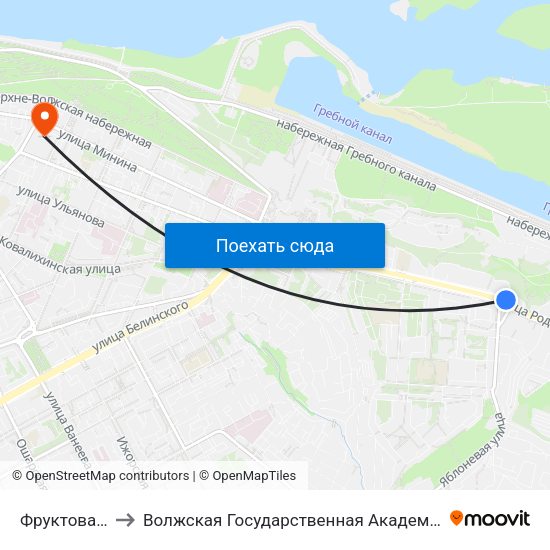 Фруктовая Улица to Волжская Государственная Академия Водного Транспорта map