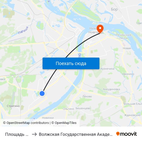 Площадь Киселёва to Волжская Государственная Академия Водного Транспорта map