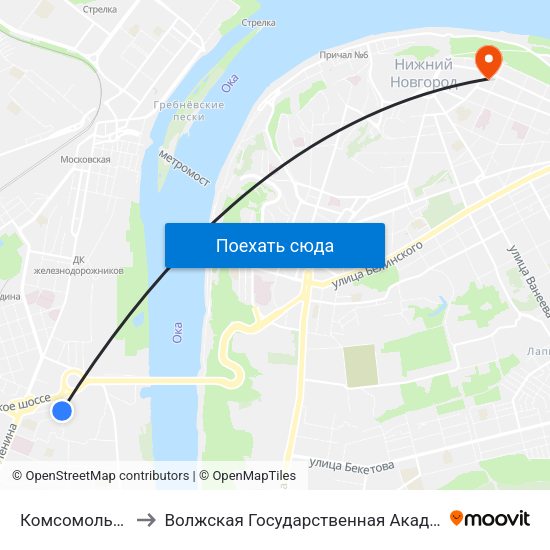 Комсомольское Шоссе to Волжская Государственная Академия Водного Транспорта map