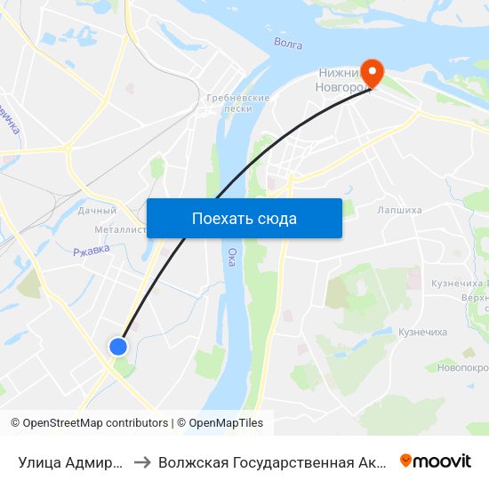 Улица Адмирала Нахимова to Волжская Государственная Академия Водного Транспорта map