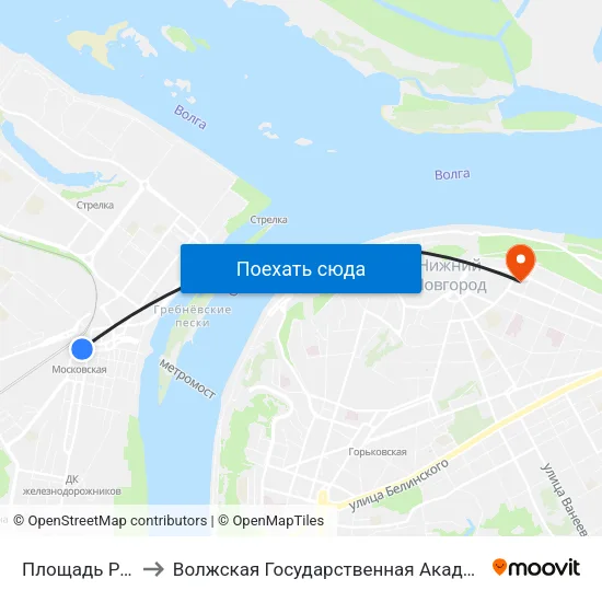 Площадь Революции to Волжская Государственная Академия Водного Транспорта map