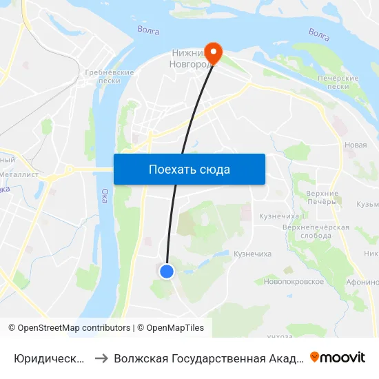 Юридический Институт to Волжская Государственная Академия Водного Транспорта map