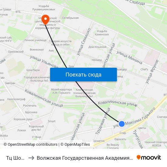 Тц Шоколад to Волжская Государственная Академия Водного Транспорта map