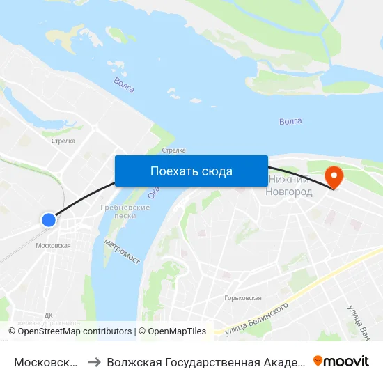 Московский Вокзал to Волжская Государственная Академия Водного Транспорта map