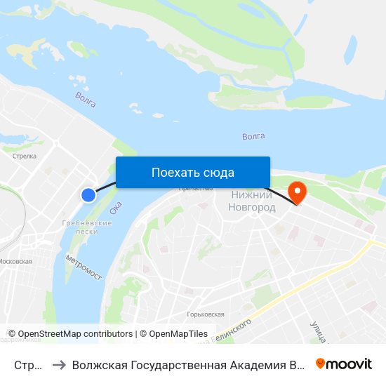 Стрелка to Волжская Государственная Академия Водного Транспорта map