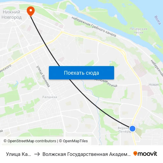 Улица Касьянова to Волжская Государственная Академия Водного Транспорта map