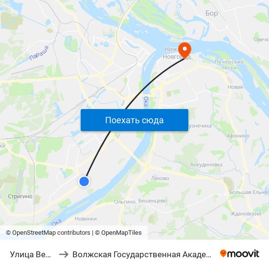 Улица Веденяпина to Волжская Государственная Академия Водного Транспорта map