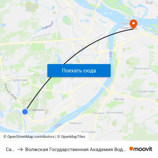 Сады to Волжская Государственная Академия Водного Транспорта map