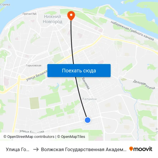 Улица Головнина to Волжская Государственная Академия Водного Транспорта map