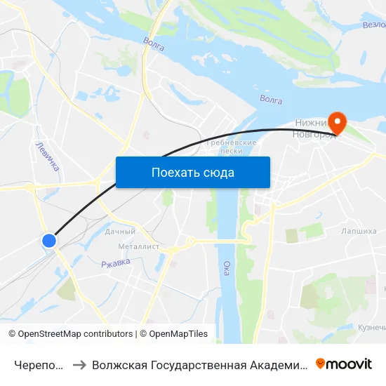 Череповецкая to Волжская Государственная Академия Водного Транспорта map