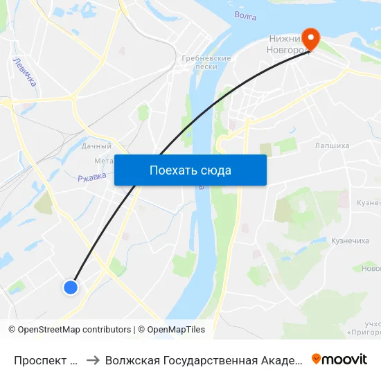 Проспект Бусыгина to Волжская Государственная Академия Водного Транспорта map