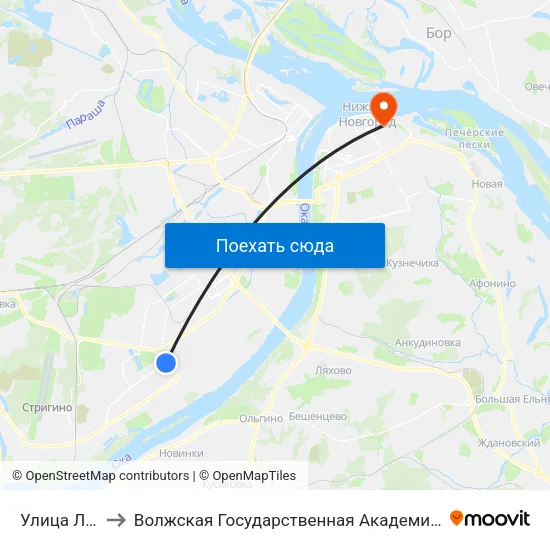 Улица Лескова to Волжская Государственная Академия Водного Транспорта map
