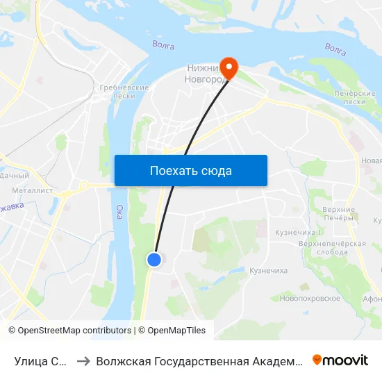 Улица Сурикова to Волжская Государственная Академия Водного Транспорта map