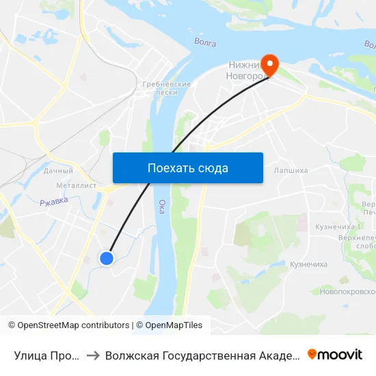 Улица Профинтерна to Волжская Государственная Академия Водного Транспорта map