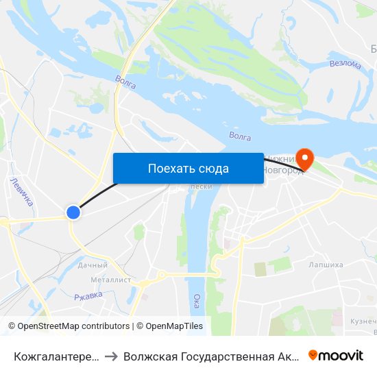 Кожгалантерейная Фабрика to Волжская Государственная Академия Водного Транспорта map