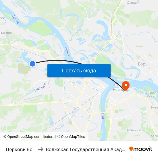 Церковь Всех Святых to Волжская Государственная Академия Водного Транспорта map