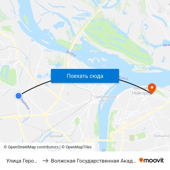 Улица Героя Давыдова to Волжская Государственная Академия Водного Транспорта map