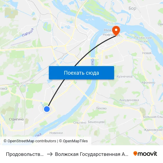 Продовольственный Магазин to Волжская Государственная Академия Водного Транспорта map
