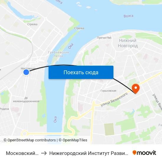 Московский Вокзал to Нижегородский Институт Развития Образования map