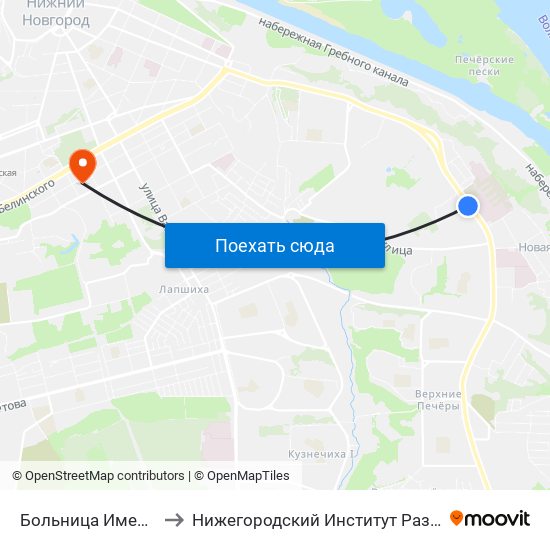 Больница Имени Семашко to Нижегородский Институт Развития Образования map