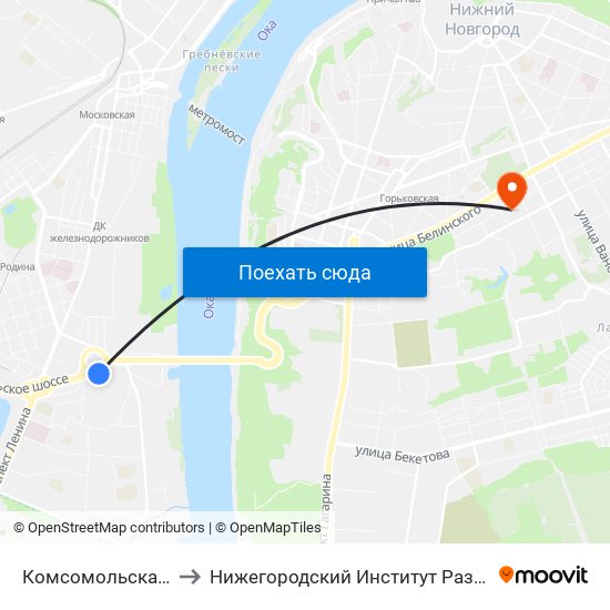 Комсомольская Площадь to Нижегородский Институт Развития Образования map