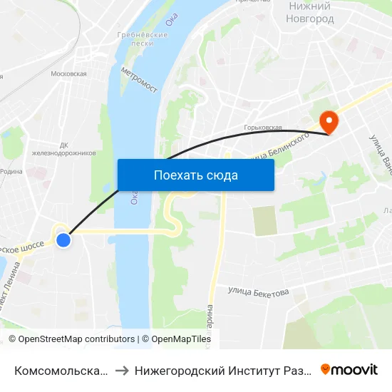 Комсомольская Площадь to Нижегородский Институт Развития Образования map