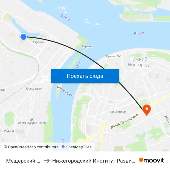 Мещерский Бульвар to Нижегородский Институт Развития Образования map