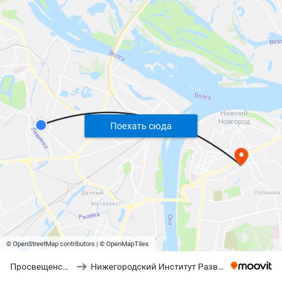 Просвещенская Улица to Нижегородский Институт Развития Образования map