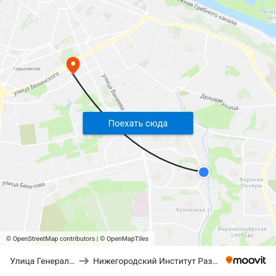 Улица Генерала Ивлиева to Нижегородский Институт Развития Образования map