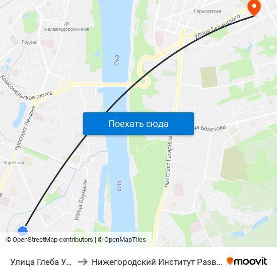 Улица Глеба Успенского to Нижегородский Институт Развития Образования map