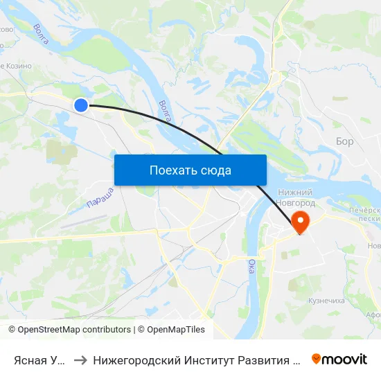 Ясная Улица to Нижегородский Институт Развития Образования map