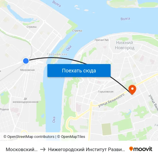 Московский Вокзал to Нижегородский Институт Развития Образования map