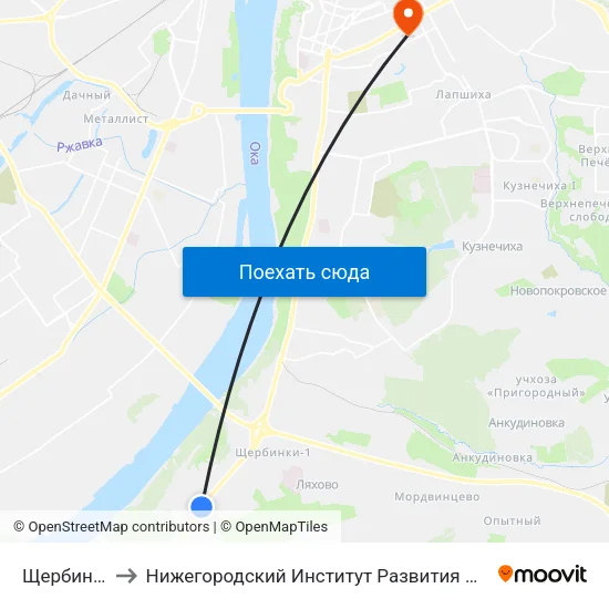 Щербинки-2 to Нижегородский Институт Развития Образования map