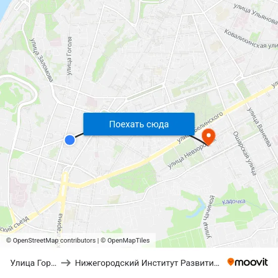 Улица Горького to Нижегородский Институт Развития Образования map