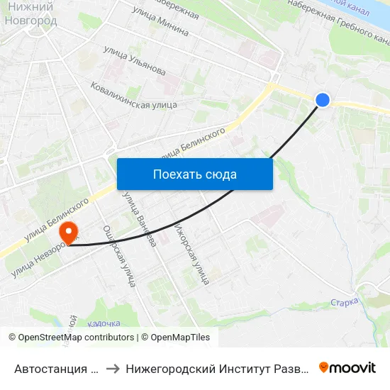 Автостанция «Сенная» to Нижегородский Институт Развития Образования map