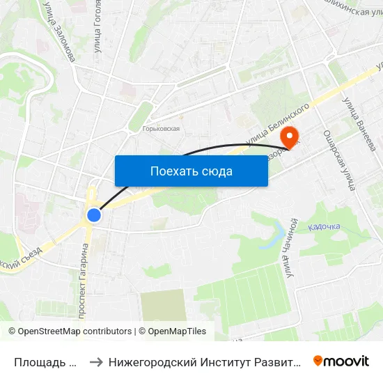 Площадь Лядова to Нижегородский Институт Развития Образования map