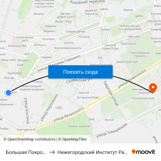 Большая Покровская Улица to Нижегородский Институт Развития Образования map