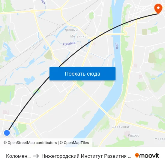 Коломенская to Нижегородский Институт Развития Образования map