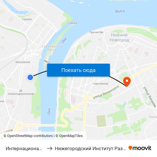 Интернациональная Улица to Нижегородский Институт Развития Образования map