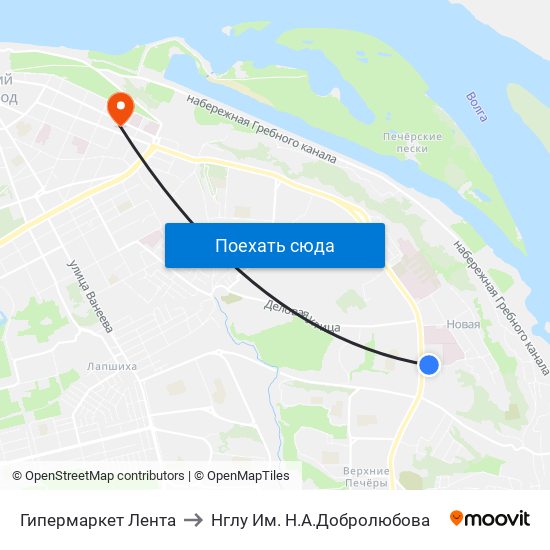 Гипермаркет Лента to Нглу Им. Н.А.Добролюбова map